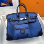 Hermes Birkin Cargo 25 Blue, Silver Toned Hardware Bag For Women, Women's Handbags, Shoulder Bags 9.8in/25cm