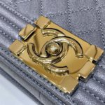 Chanel Boy Handbag Dark Grey Gold Toned Hardware For Women 9.8in/25cm