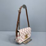 Celine Triomphe Shoulder Bag In Triomphe Canvas  Red For Women 8in/20cm 194142CUZ.27ED