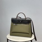 Hermes Herbag Zip Bag Dark Green Moss, Silver Toned Hardware Bag For Women, Women's Handbags, Shoulder Bags 12.2in/31cm