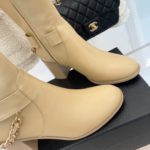 Chanel Women's High Boots With Chain Beige For Women 3.7in/ 9.5cm