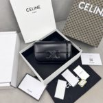 Celine Chain Shoulder Bag Triomphe Black For Women 8in/20.5cm 197993EQJ.38NN