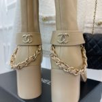 Chanel Women's High Boots With Chain Beige For Women 3.7in/ 9.5cm