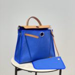 Hermes Herbag Zip Bag Blue, Silver Toned Hardware Bag For Women, Women's Handbags, Shoulder Bags 12.2in/31cm