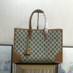 Celine Horizontal Cabas In Textile With Triomphe Embroidery Khaki For Women 17in/43cm 197002CS8.15KH