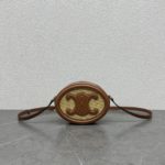 Celine Oval Bag Cuir Triomphe In Textile Natural / Tan For Women 8in/20cm 198602DU8.02NT