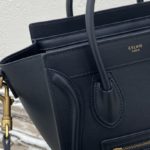Celine Nano Luggage Bag In Drummed Black For Women 8in/20cm 189243HSC.38NO