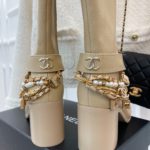 Chanel Women's High Boots With Decor Beige For Women 3.7in/ 9.5cm