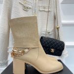 Chanel Women's Ankle Boots With Decor Beige For Women 3.7in/9.5cm