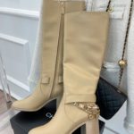 Chanel Women's High Boots With Decor Beige For Women 3.7in/ 9.5cm