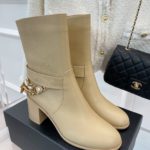 Chanel Women's Ankle Boots With Decor Beige For Women 3.7in/9.5cm