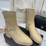 Chanel Women's Ankle Boots With Decor Beige For Women 1.5in/ 4cm