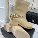 Chanel Women's Ankle Boots With Decor Beige For Women 1.5in/ 4cm