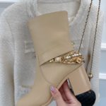 Chanel Women's Ankle Boots With Decor Beige For Women 3.7in/9.5cm