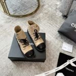 Chanel Women's Lace- Ups Beige For Women 1.5in/ 4cm