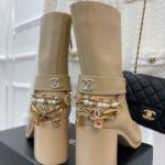 Chanel Women's Ankle Boots With Decor Beige For Women 3.7in/9.5cm