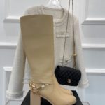 Chanel Women's High Boots With Decor Beige For Women 3.7in/ 9.5cm