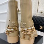 Chanel Women's Ankle Boots With Decor Beige For Women 1.5in/ 4cm