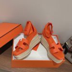 Hermes Doll 40 Espadrilles Orange For Women 1.6in/4cm