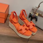 Hermes Doll 40 Espadrilles Orange For Women 1.6in/4cm