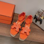 Hermes Doll 40 Espadrilles Orange For Women 1.6in/4cm