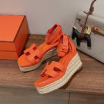 Hermes Doll 40 Espadrilles Orange For Women 1.6in/4cm