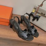 Hermes Eternite Sandal Noir For Women 2.7in/7cm H222275Z 02375