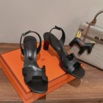 Hermes Eternite Sandal Noir For Women 2.7in/7cm H222275Z 02375