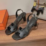 Hermes Eternite Sandal Noir For Women 2.7in/7cm H222275Z 02375