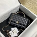 Chanel Hand-Held Oblique Cross Bag Black For Women, Women's Bags 6.7in/19cm