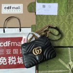 Gucci GG Marmont Mini Top Handle Bag Black For Women, Women's Bags 8.3in/21cm GG ‎547260 DTDIT 1000
