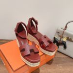 Hermes Doll 40 Espadrilles Red For Women 1.6in/4cm