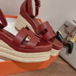 Hermes Doll 40 Espadrilles Red For Women 1.6in/4cm
