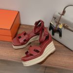 Hermes Doll 40 Espadrilles Red For Women 1.6in/4cm