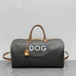 Celine Large Voyage Bag In Triomphe Canvas With Dog Print Tan For Women 20in/50cm 