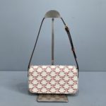 Celine Triomphe Shoulder Bag In Triomphe Canvas  Red For Women 8in/20cm 194142CUZ.27ED