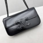 Celine Chain Shoulder Bag Triomphe Black For Women 8in/20.5cm 197993EQJ.38NN