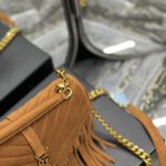 Saint Laurent Frosted Belt Fringe Perennial Messenger Bag Brown For Women, Women's Bags 9.4in/24cm YSL