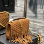 Saint Laurent Frosted Belt Fringe Perennial Messenger Bag Brown For Women, Women's Bags 9.4in/24cm YSL