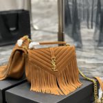 Saint Laurent Frosted Belt Fringe Perennial Messenger Bag Brown For Women, Women's Bags 9.4in/24cm YSL