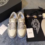 Dior x Air Jordan 1 Low-Top Grey and White Sneaker For Men, Men's Shoes