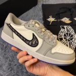 Dior x Air Jordan 1 Low-Top Grey and White Sneaker For Men, Men's Shoes