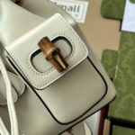 Gucci Bamboo Small Backpack White For Women, Women's Bags 8.6in/22cm GG ‎‎702101 UZY0T 9022