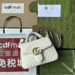 Gucci GG Marmont Mini Top Handle Bag White For Women, Women's Bags 8.3in/21cm GG ‎547260 DTDIT 9022