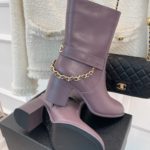 Chanel Women's Ankle Boots With Chain Light Violet For Women 3.7in/9.5cm