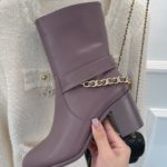 Chanel Women's Ankle Boots With Chain Light Violet For Women 3.7in/9.5cm