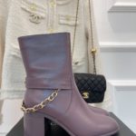 Chanel Women's Ankle Boots With Chain Light Violet For Women 3.7in/9.5cm
