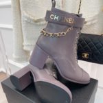 Chanel Women's Lace-Up With Chain Light Violet For Women 3.7in/9.5cm