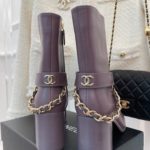 Chanel Women's Ankle Boots With Chain Light Violet For Women 3.7in/9.5cm