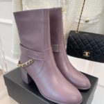 Chanel Women's Ankle Boots With Chain Light Violet For Women 3.7in/9.5cm